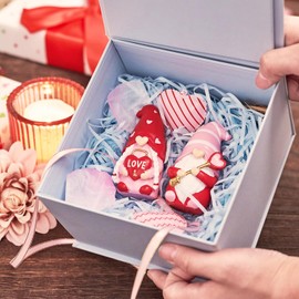 VALERY MADELYN 2 x Valentine's Day Decoration Gnome Figures Heart Decoration, Wedding Decoration Gift, Spring Decoration Table Decoration House, Red/Pink Romantic Gnomes Set, 8 cm (M)