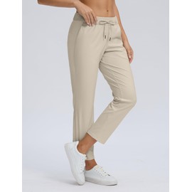 Seamaid Women's Golf Pants with Pockets 7/8 Stretch Travel Ankle Pants for Casual Athletic Cream S