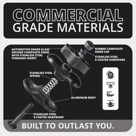 Tackform 2" Long Metal 20mm Ball and Socket Arm DuraLock 20 Series | Dual 20mm Sockets with Optional Anti-Theft Knob | Black