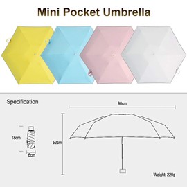 ZFQ Mini Compact Sun&Rain Travel Umbrella - Lightweight Portable Umbrella with 99% UV Protection, UPF 50+ for Kids Women