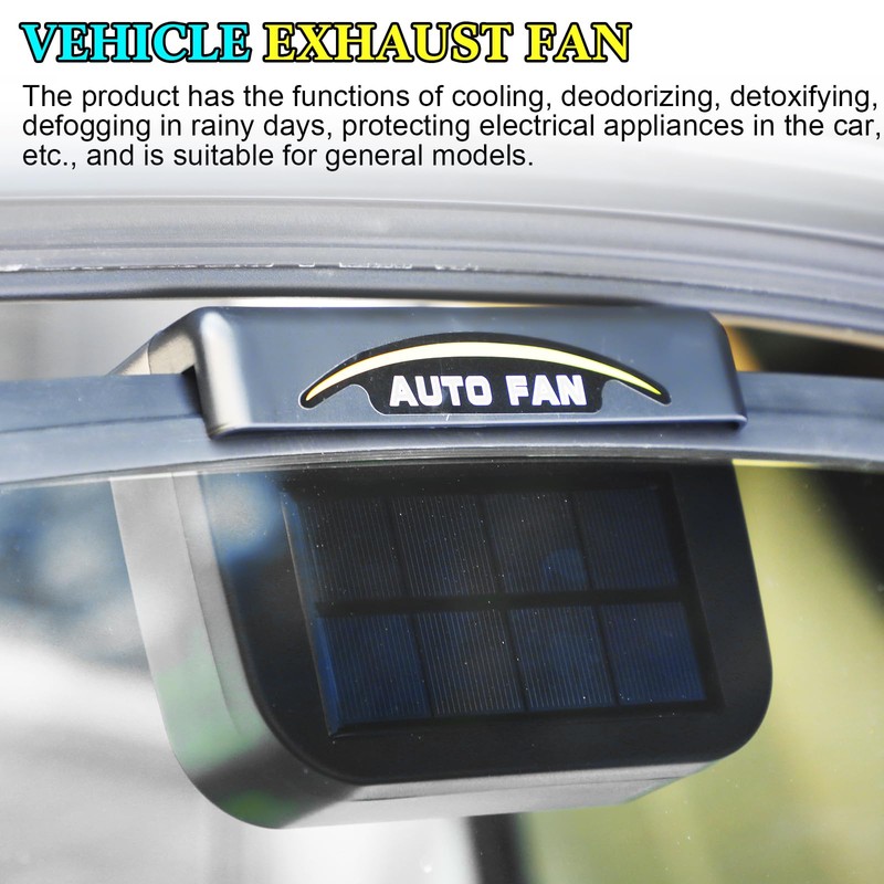 Tujoe 3 Pcs Solar Powered Car Ventilator Vehicle Exhaust Fan