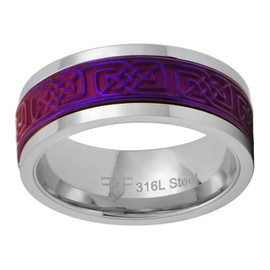 Fantasy Forge Jewelry Royal Purple Celtic Spinner Ring Stainless Steel Majestic Viking Anti Anxiety Band Sizes 5-17 Womens Mens (13)
