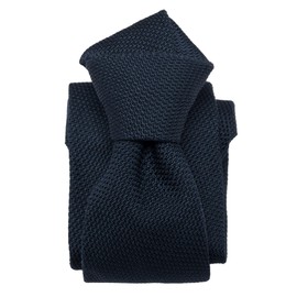 Elizabetta Mens 100% Silk Grenadine Tie Extra Long - Dark Navy Blue