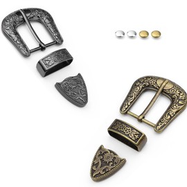 HASLED Belt Buckles Set (2 Pieces) - Vintage Cowboy Design Made of Metal Alloy for Men and Women