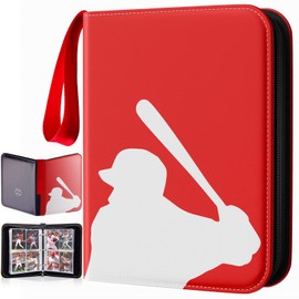Baseball Trading Card Binder 4 Pocket Gifts for Boys Girls, Waterproof 400 Pockets Card Holder Album with 50 Removable Sleeves for Baseball Cards - Binder Display Storage Carrying Case