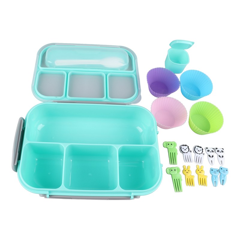 16PCS Set Bento Box Reusable 1300ml 4 Compartment Adult Lunch