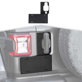 Black Rear Door License Holder Tailgate Door Grab Handle Back License Plate Mounting Bracket Fit for Jeep Wrangler JL JLU 2018+