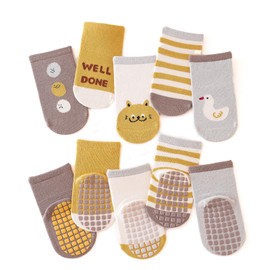 TootyTots Non Slip Kids Toddler Socks with Grips for Baby Infant Toddlers Kids Boys Girls 5 Pairs Cute Baby Cotton Socks with Grippers