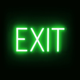 SpellBrite EXIT Sign for Businesses | Directional Signs with Neon Look, Green LED Light | 14.1" x 6.3"