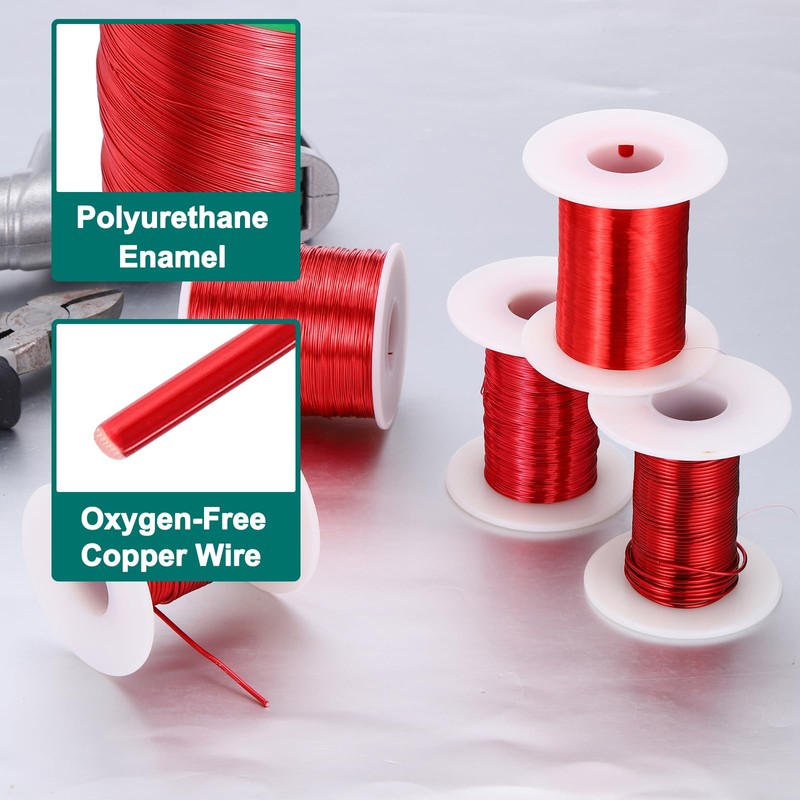 sourcing map 34 AWG Magnet Wire, 34 Gauge / 0.16mm