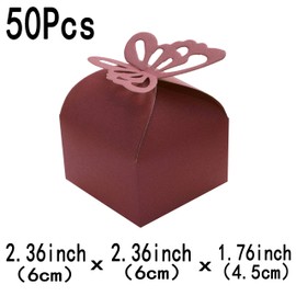 WHITEEN POP Red Wedding Party Favors Treat Boxes - Small Bachelorette Bridal Shower Mother Day Party Candy Treat Gift Wrapping Boxes Baby Shower Birthday Party Packaging Boxes Supplies, 50Ct