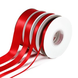 AE Amelia Ella - Red - 6mm x 50 Metre Reels - Double Sided Satin Ribbon for Arts-Crafts, Gift Package Wrapping Sewing Trim Christmas Wedding Birthday Valentine's Day