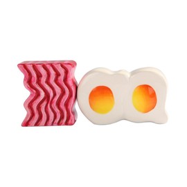 Magnetic Ceramic Salt Pepper Shakers Bacon and Egg Set, 4 Inches