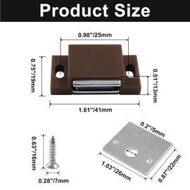 Litoexpe 6 PCS Magnetic Door Catch Brown, Heavy Duty Single Magnetic Catch 15lb Cabinet Magnetic Catch with Screws, Magnetic Catch for Cupboard Kitchen Bathroom Closet Closures Cabinet