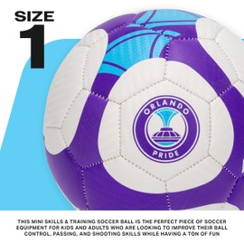 Franklin Sports NWSL Orlando Pride Soccer Ball - Kids Mini Size 1 - Skill + Training Soccer Ball for Kids + Adults - Great for Boys + Girls - Air Pump Included