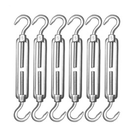 AUTMATCH M6 Turnbuckle Hook and Hook, Turnbuckle 304 Stainless Steel, Heavy Duty Wire Rope Tension, Pack of 6