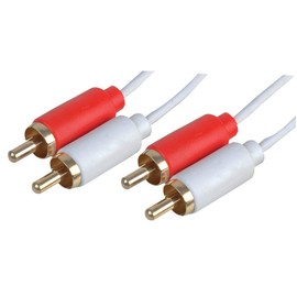 2X PHONO PLUG TO PLUG LEAD 0.5M WHITE, Audio & Video Cable Assemblies QTY X 1