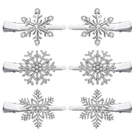NVENF 6PCS Christmas Hair Clips for Women Holiday Rhinestone Snowflake Hair Clip Christmas Hair Accessories Festive Party Gifts (6PCS Snowflake C)