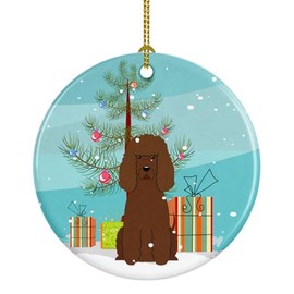 Caroline's Treasures BB4188CO1 Merry Christmas Tree Irish Water Spaniel Ceramic Ornament, 3 in, Multicolor