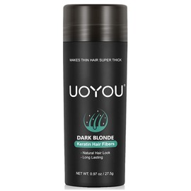UOYOU DARK BLONDE Hair Fibres for Thinning Hair 27.5g Bottle | Undetectable & Natural Keratin Hair Fibers Concealer for Hair Loss for Men and Women | Hair Building Fibres Powder [DARK BLONDE]