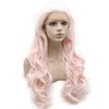 MX angel Long Wavy Light Pink Lace Front Synthetic Hair