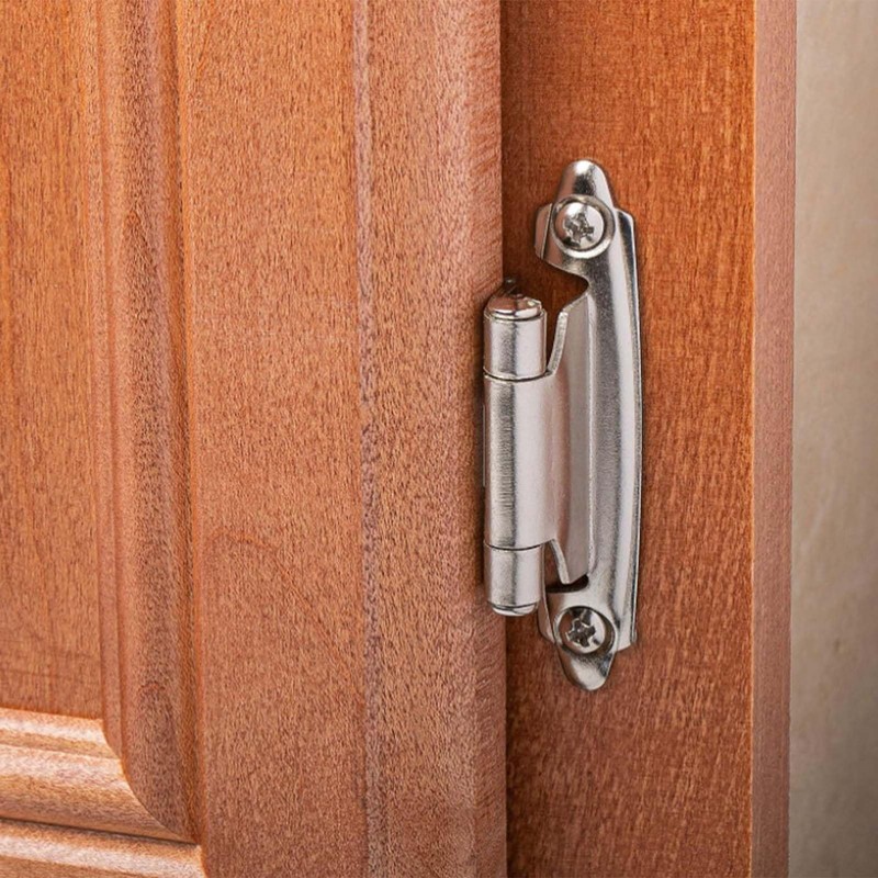 LEONTOOL 10 Pack(5Pairs) Cabinet Hinges Brushed Nickel for Flush Mount