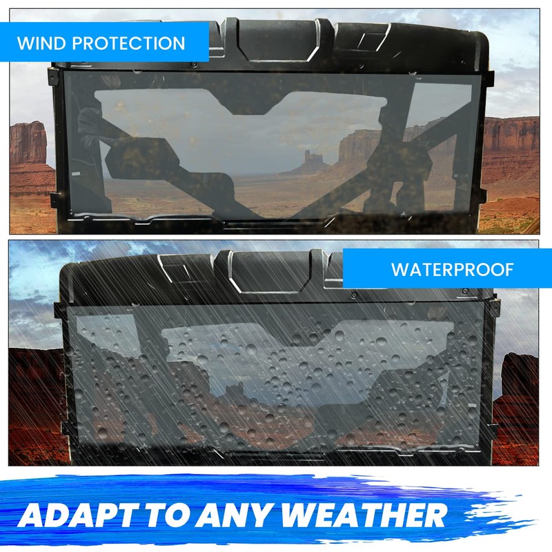 KUAFU Rear Windshield Window Compatible With 2013-2023 Polaris Ranger XP