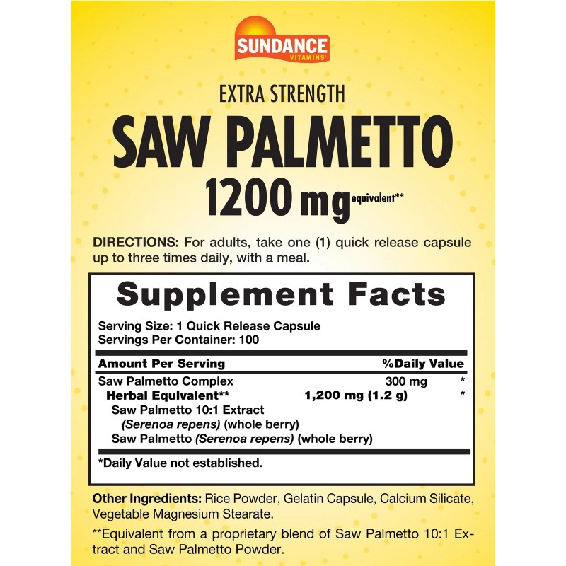 Saw Palmetto 1200mg for Men | 100 Quick Release Capsules