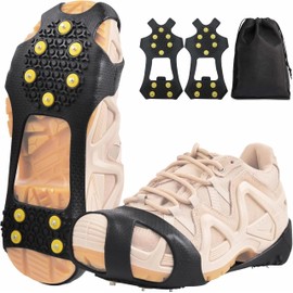 Ice Cleats Snow Traction Cleats Anti Slip Crampons Ice Grippers for Boots Shoes Walking on Snow and Ice Traction Cleats Crampons Slip-on Stretch Footwear