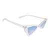 Komonee Triangular Cat Eye Sunglasses Clear Frame Blue Lens Tint