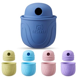 Bestalk Interactive Dog Toy, 2-in-1 Topple Long-Lasting Treat Dispenser Dog Puzzle Feeder Toys, Stuffable Enrichment Freeze Lick Bowl for Boredom, Reduces Anxiety Silicone Fetch Catch Chew Toy