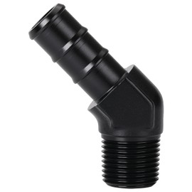 Podavelle 3/8 NPT Male to 1/2 Hose Barb Fitting Adapter 45 Degree Aluminum Black
