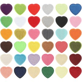 Hemobllo 36 Parches Termoadhesivos para Ropa en Forma de Corazón, Parches Bordados Pequeños para Decoración y Reparación de Jeans, Camisetas, Chaquetas y Manualidades DIY, Colores Variados