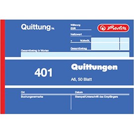 Herlitz A6 Receipt Pad