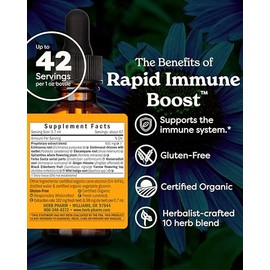 Herb Pharm Rapid Immune Boost: for Adults, Fast-Absorbing Echinacea Tincture with Goldenseal, Ginger Extract & Elderberry | Immune Support Supplement 