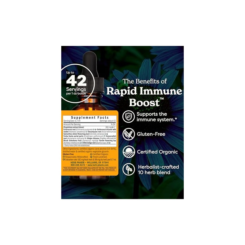 Herb Pharm Rapid Immune Boost: for Adults, Fast-Absorbing Echinacea Tincture
