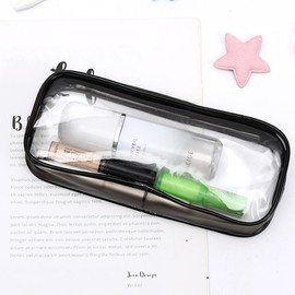 AWAVM Liquid Bag Hand Luggage, Waterproof Cosmetic Bag Transparent, Set of 2 Cosmetic Bags, Waterproof Transparent Cosmetic Bag with Zip, White+Black