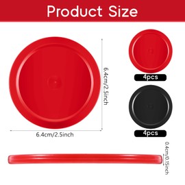 8 PCS Air Hockey Pucks, 2.5 in Air Hockey Puck Replacement, Red and Black Durable Puck for Air Hockey Pucks and Paddles Game Tables Accessories, Compatible with Standard Pushers and Goals