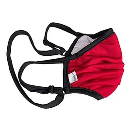 LA Linen Face Mask, Supreme Style 9x9 size, 3 Layered, 98.8% BFE Rated, Adjustable Ear Loop, Neck Strap, Red