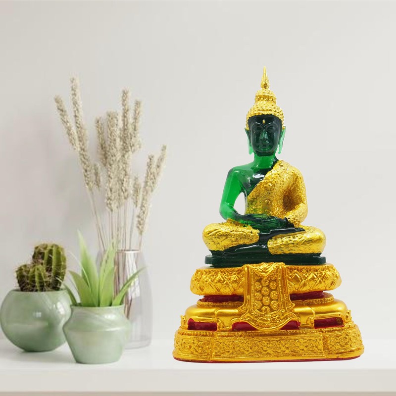 BUDDHO Emerald Buddha Statue Meditation 7" H. Jade Buddha Statue