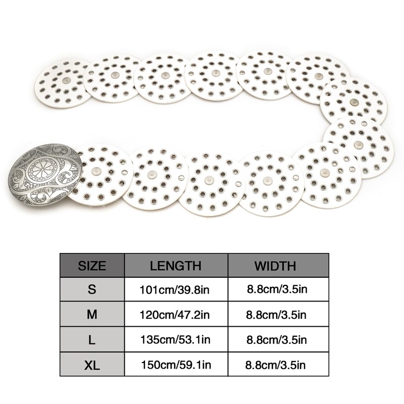 LIMHOO Wide Disc Belt for Women Leather Hollow Out Round