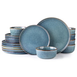 AmorArc Ceramic Dinnerware Sets for 4,Round Reactive Glaze Stoneware Plates and Bowls Set,Highly Scratch Resistant Dishware | Dishwasher & Microwave Safe Dishes Set,Service for 6 (18pc)