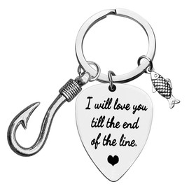 Couple Keychain Fisherman Gift Fishing Lures Jewelry Fishing Lovers Keyring Husband Gift from Wife Valentines Gift for Boyfriend Anniversary Wedding Gift for Him Her Love You Till the End of Line