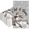 JarThenaAMCS 50Pcs Christmas Guest Napkins Disposable Grey Snowman Snowflake Paper