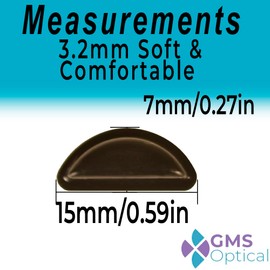 GMS Optical Adhesive Anti-Slip Halfmoon Air Bag Cushion Silicone Nose Pad Reduce Pressure and Prevent Slipping for Glasses, Eyeglasses, Sunglasses(15mm x 8mm x 3.2mm) (5 Pair) (Black)