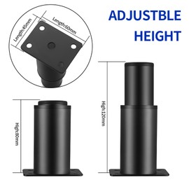 Jttxiu 4 Pcs Adjustable Furniture Legs, Metal Kitchen Sofa Cabinet Table Legs Feet, Heavy Duty Replacement Support Feet Legs for Kitchen Sofa Table Chair Desk Cupboar (8-12cm)