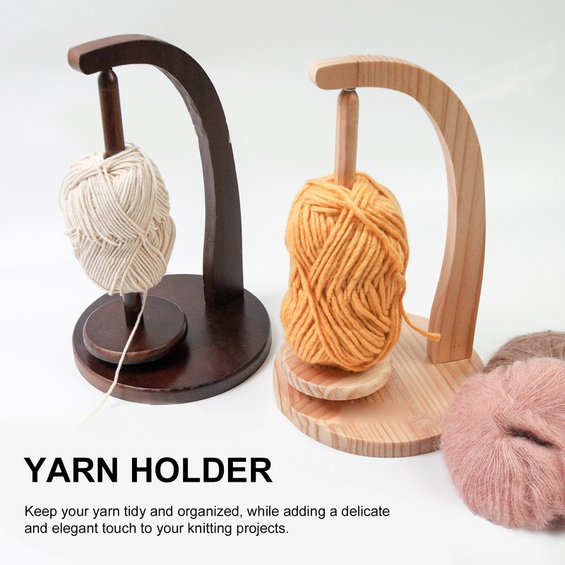 Yarn Holder Easy Installation Stable Structure Rotatable Wooden Yarn Ball