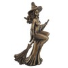 Bronze Colour Witch Riding Broom Gift Ornament Figurine