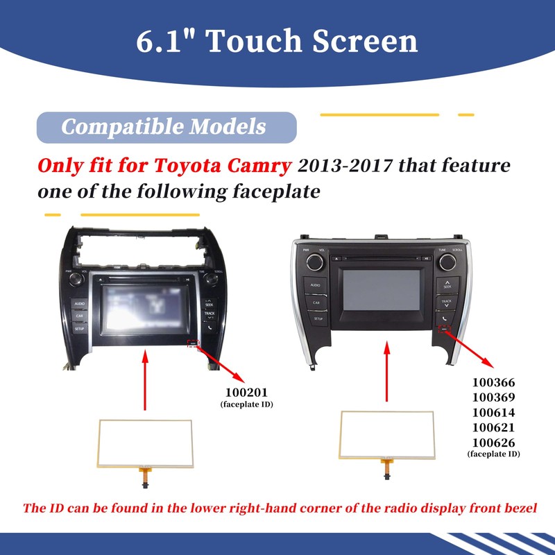 Getfarway 6.1" Touch Screen 12 Pin Compatible with Toyota Camry