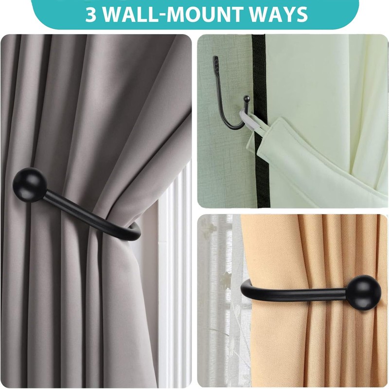 Curtain Holdbacks, 2 pcs Curtains Holder Wall Mounted Drapery Tiebacks